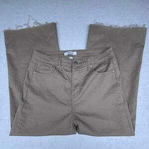 Zenana Wide Leg Crop Pants Beige Raw Hem High Rise Culotte Size L